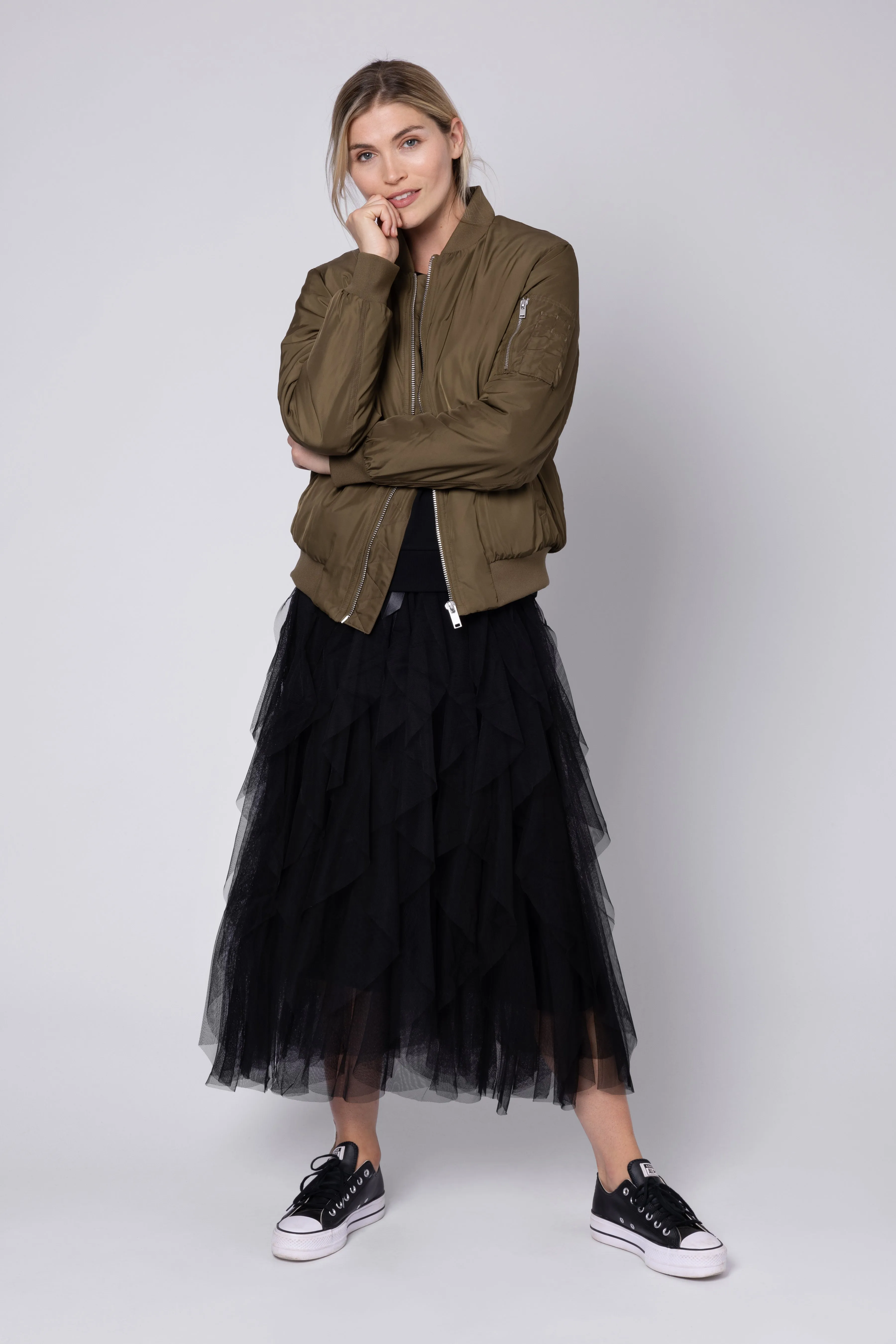 Iris Tulle Maxi Skirt (Black)