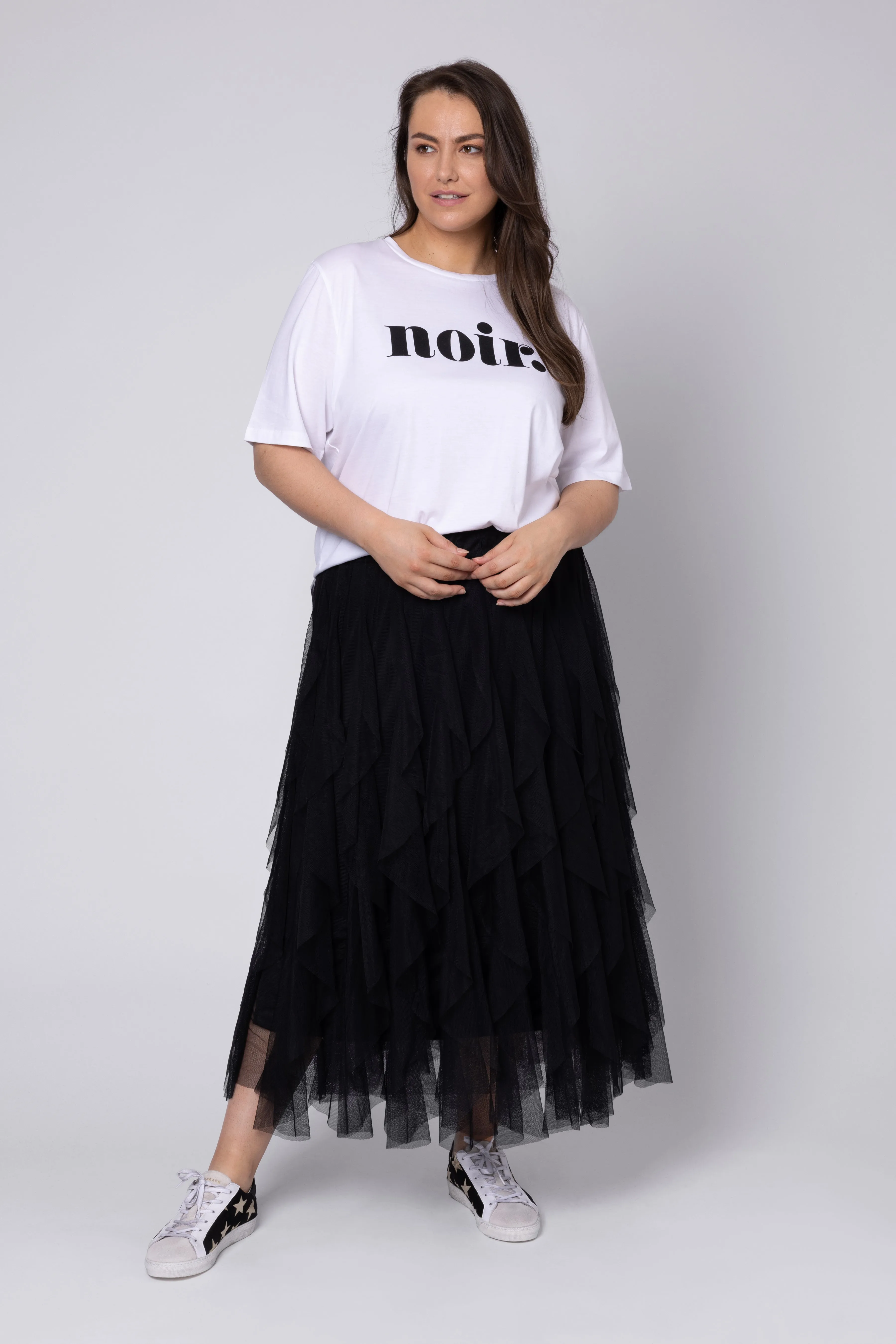 Iris Tulle Maxi Skirt (Black)