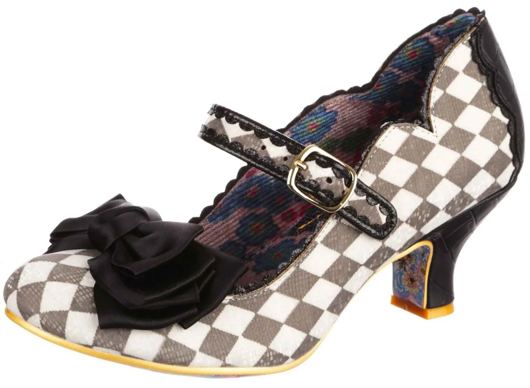 Irregular Choice Summer Breeze Black White Womens Mid Heels