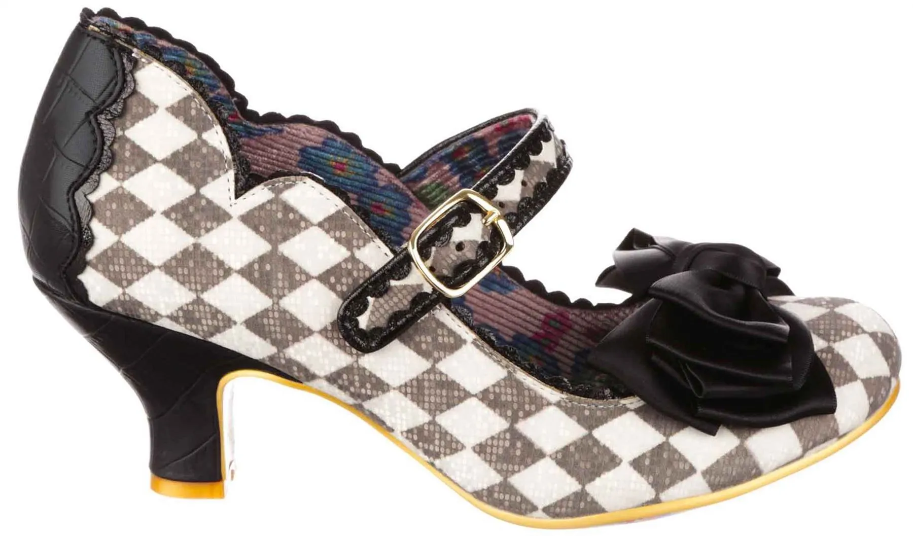 Irregular Choice Summer Breeze Black White Womens Mid Heels