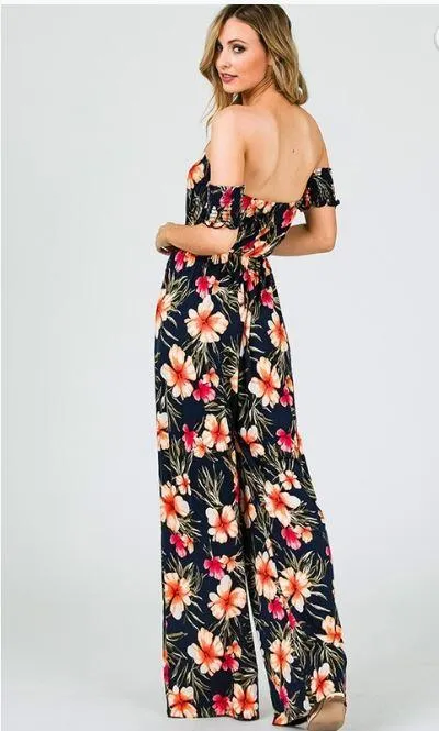 Island Breeze Black Floral Jumpsuit