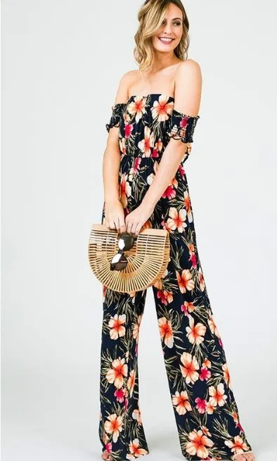 Island Breeze Black Floral Jumpsuit