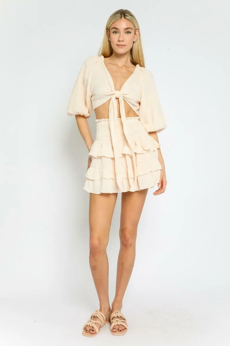 Island Paradise Blush Ruffle Mini Skirt