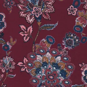 ITY Cranberry Stylized Floral Jersey Knit Fabric