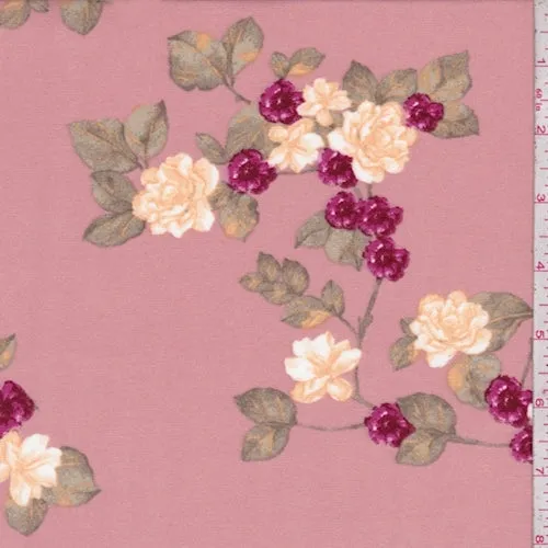 ITY Dusty Salmon Floral Sprig Jersey Knit Fabric