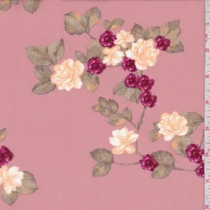 ITY Dusty Salmon Floral Sprig Jersey Knit Fabric