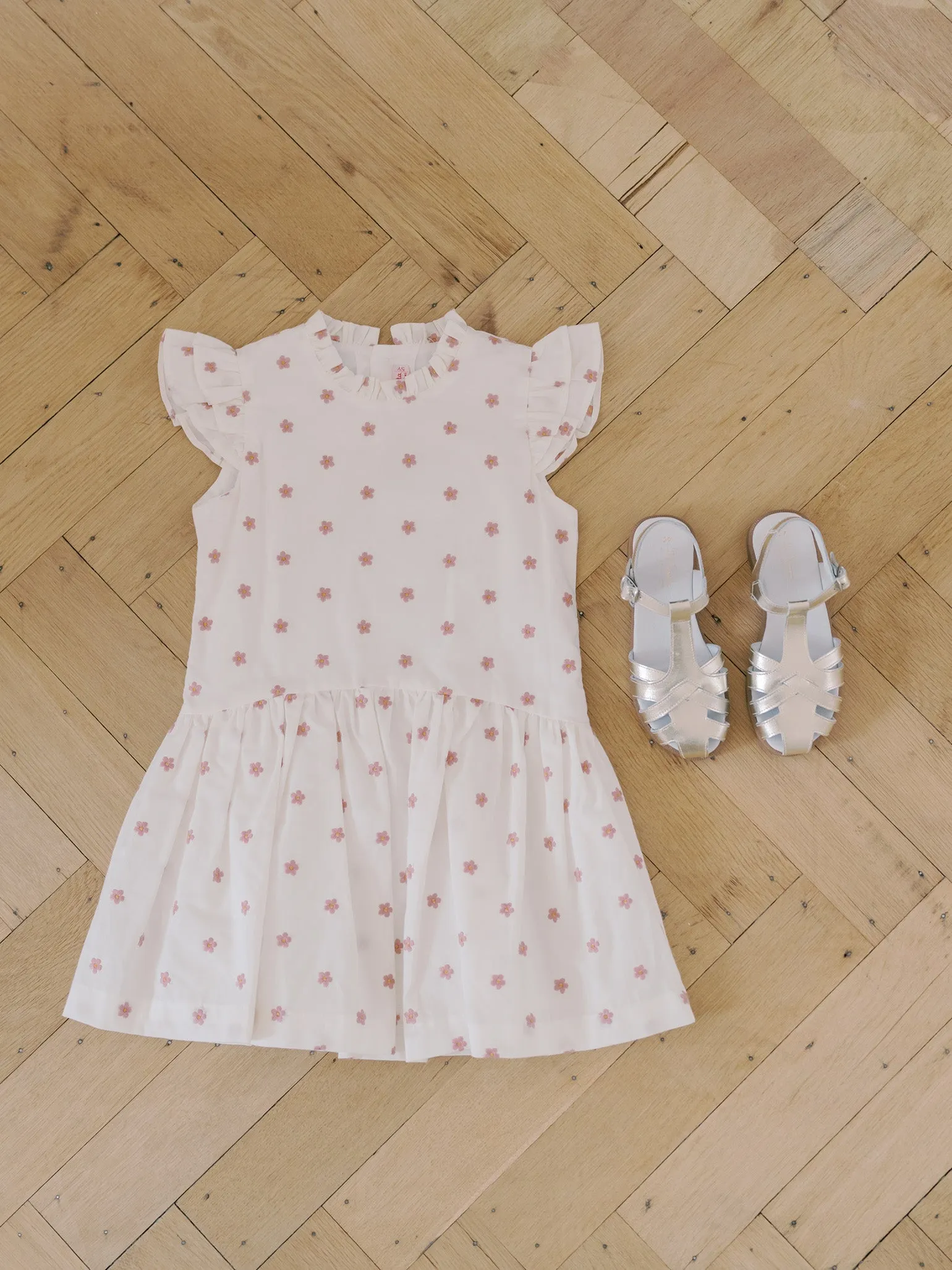 Ivory Floral Rita Girl Drop Waist Dress