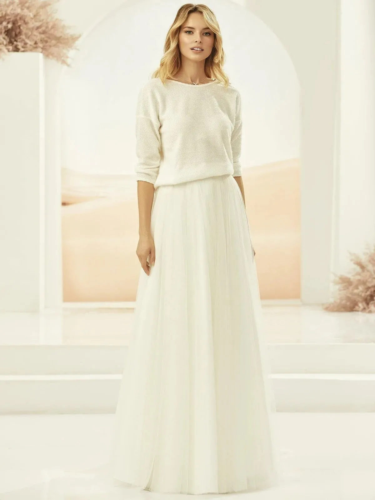Ivory Tulle Bridal Skirt with Train By Bianco Event CALYPSO SIZE 16