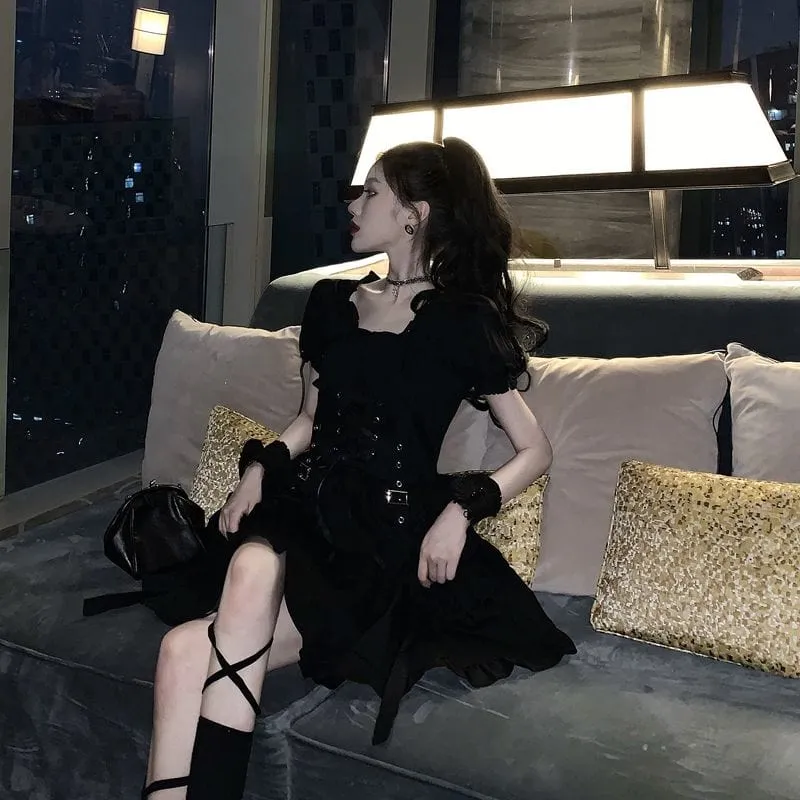Jasmine Dark Puff Sleeve Dress