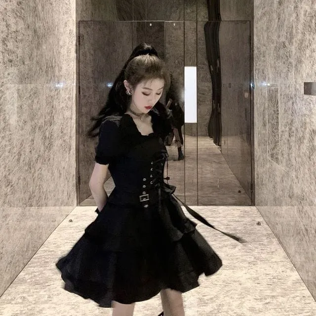 Jasmine Dark Puff Sleeve Dress