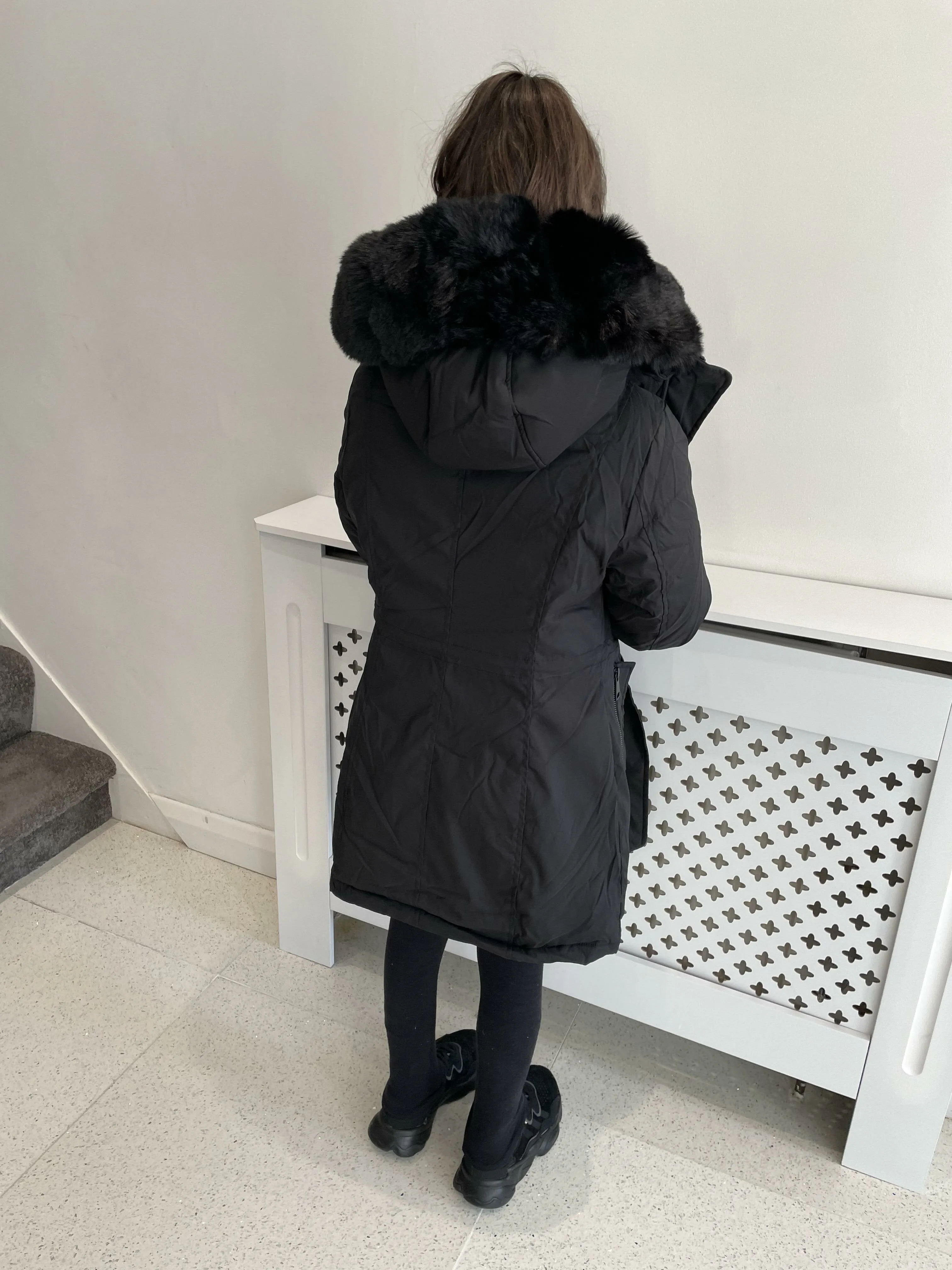 Jaya Black KIDS Faux Fur Hooded Toggle Coat