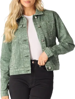 Jean Jacket For Women Trendy - Vintage Trucker Style Chest Pockets Button Down Long Sleeve 100% Denim - Jean Jacket Women