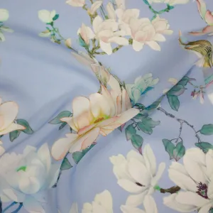 Jenis Blue Floral Polyester Voile SHOWROOM SAMPLE 34CM X 60CM