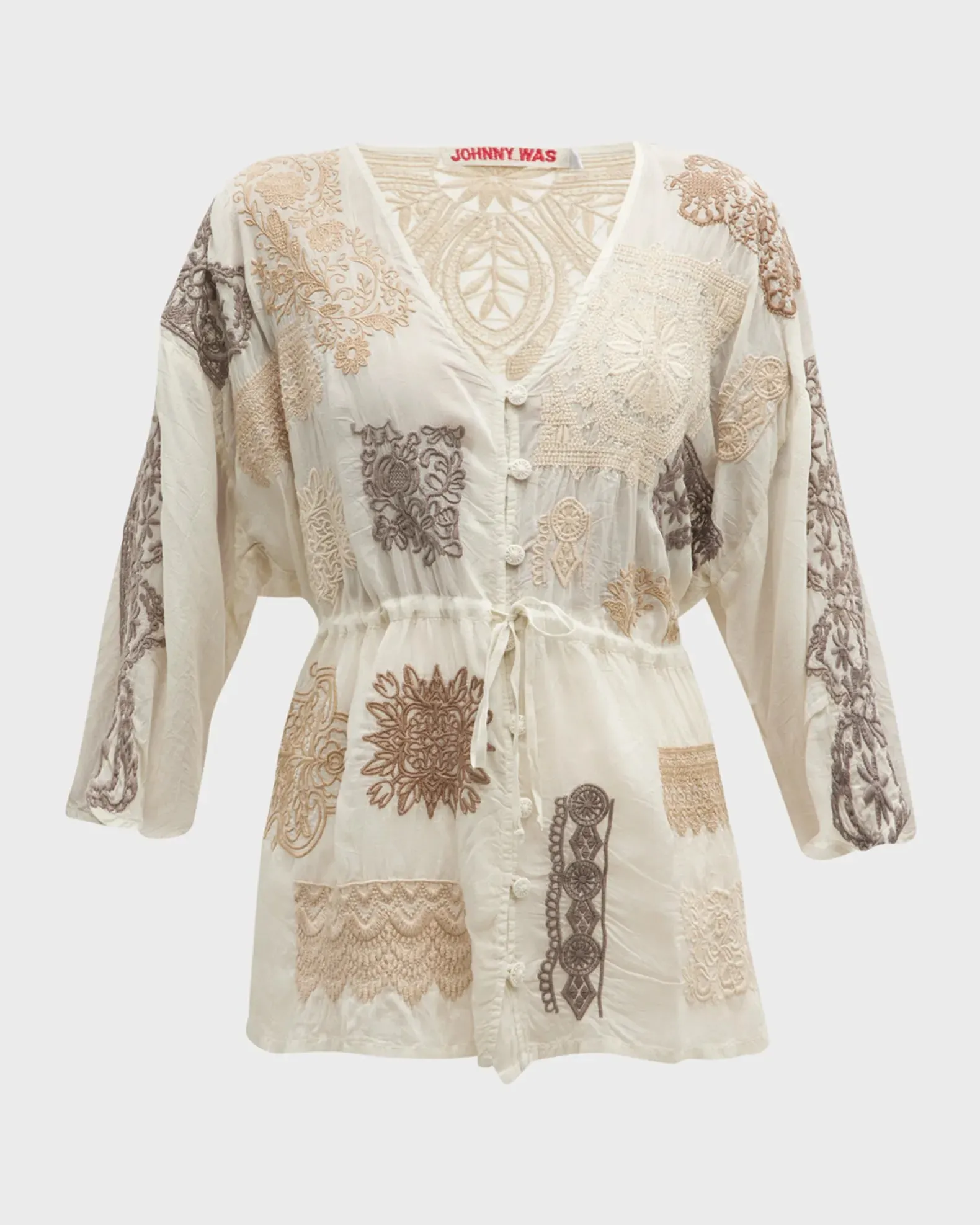 Johnny Was Button-Down Lace Blouse