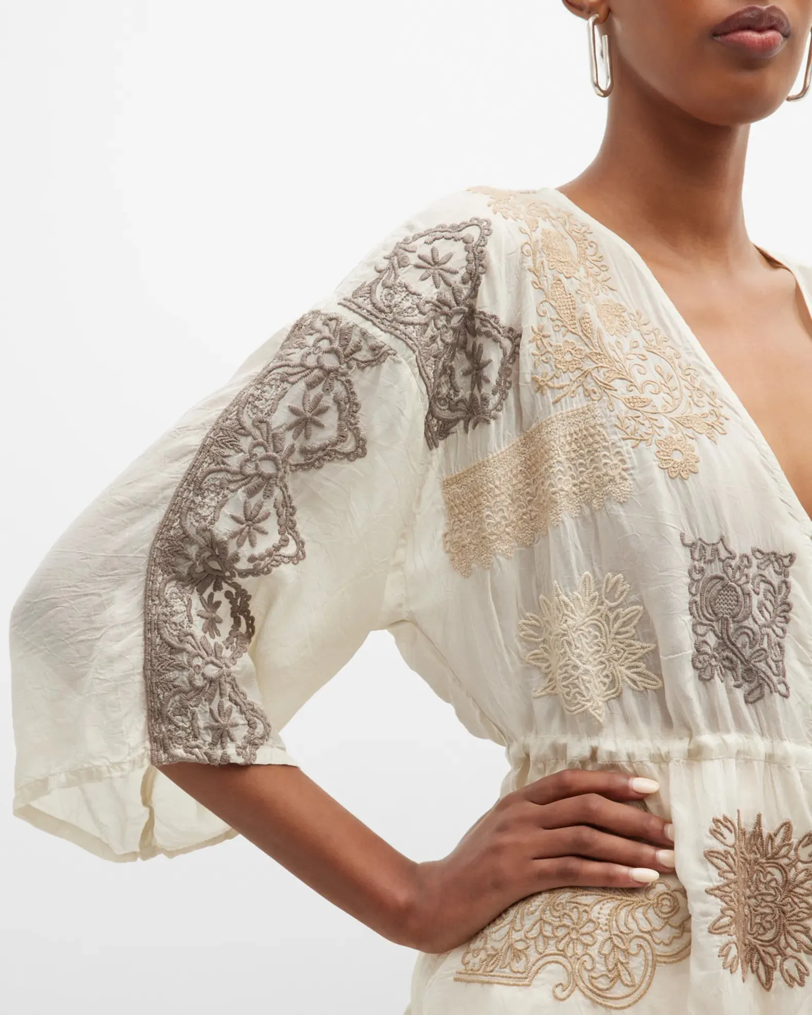 Johnny Was Button-Down Lace Blouse