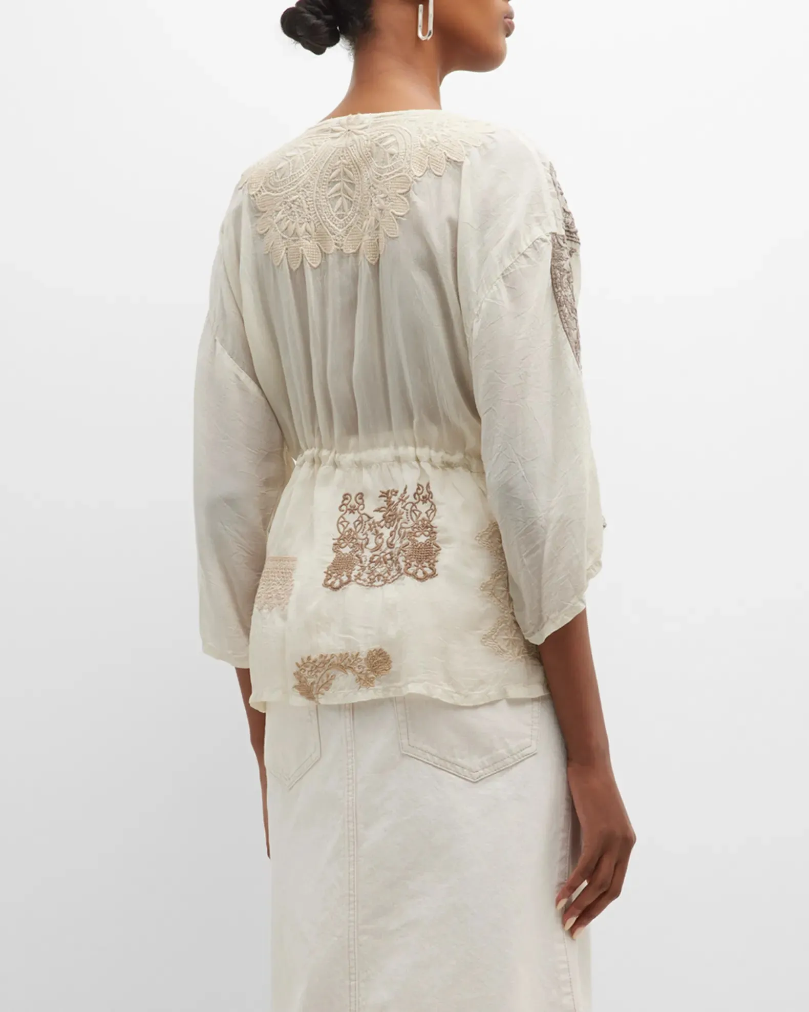 Johnny Was Button-Down Lace Blouse