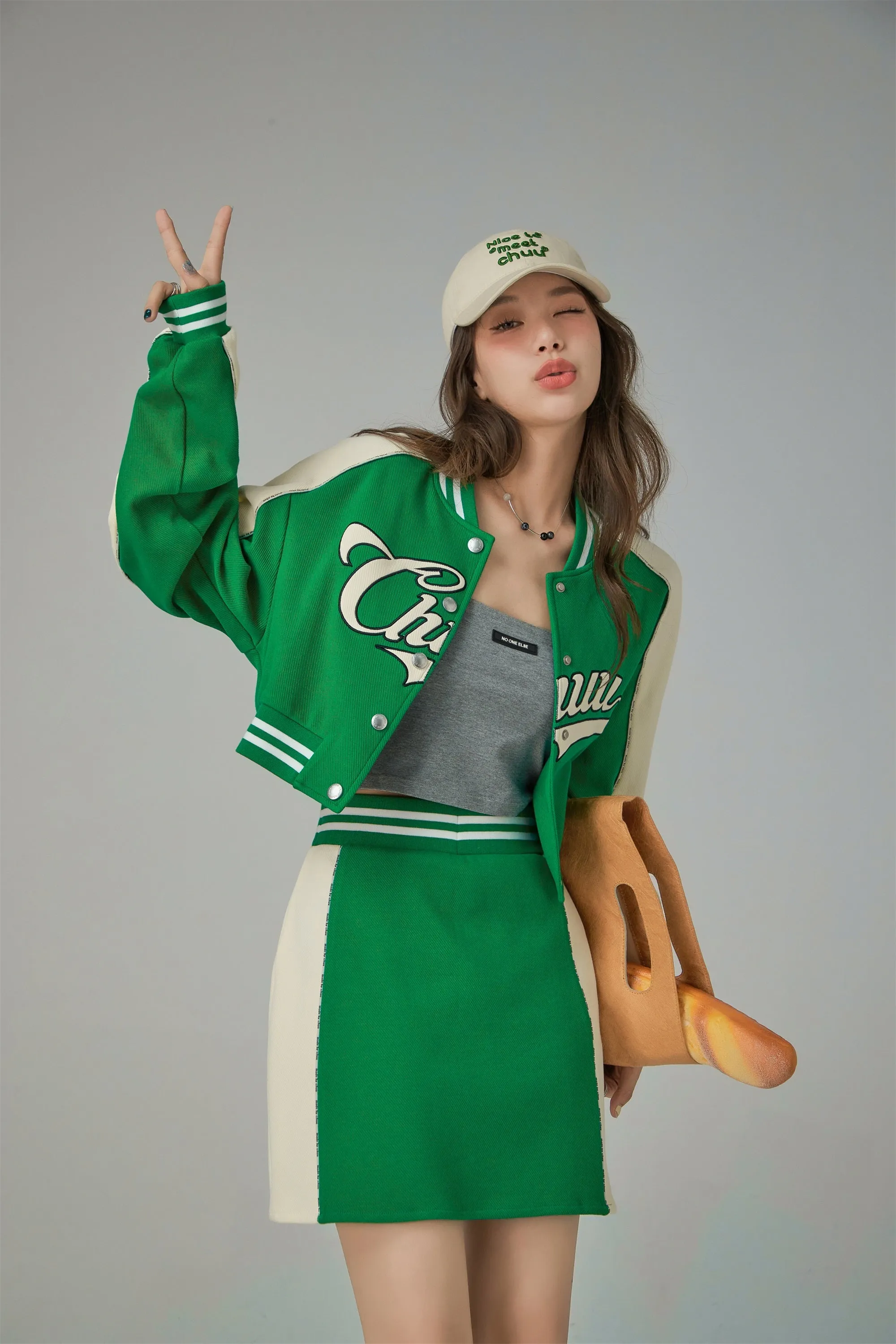 Joining Forces Crop Baseball Jacket