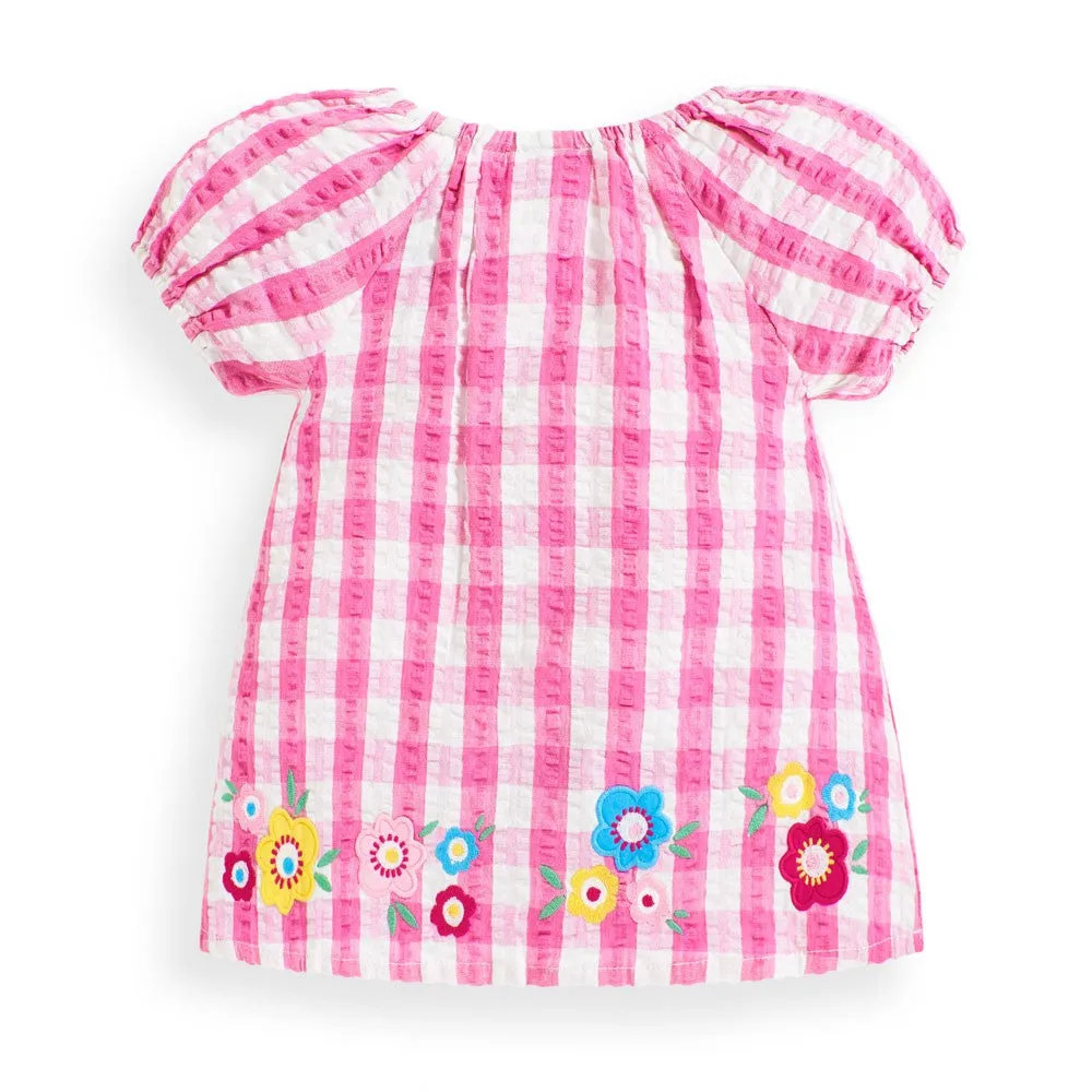 Jojo Maman Bebe Pink Floral Appliqué Smocked Top