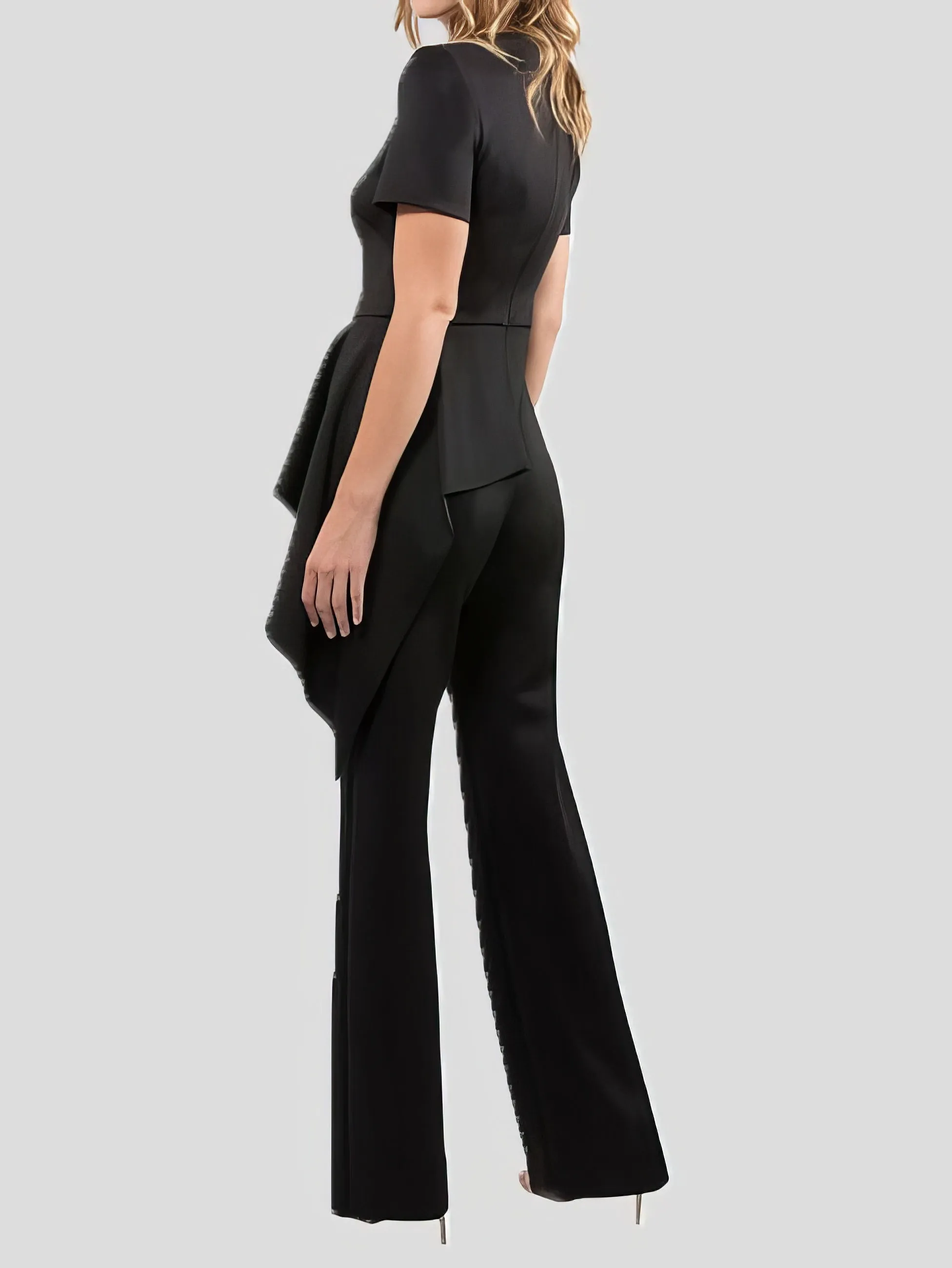 Jumpsuits Solid Short Sleeve Ruffle Jumpsuit for Women