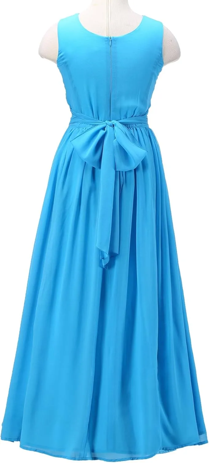 Juniors Long Bridesmaid Dress Party Dresses Flower Girl's Dress