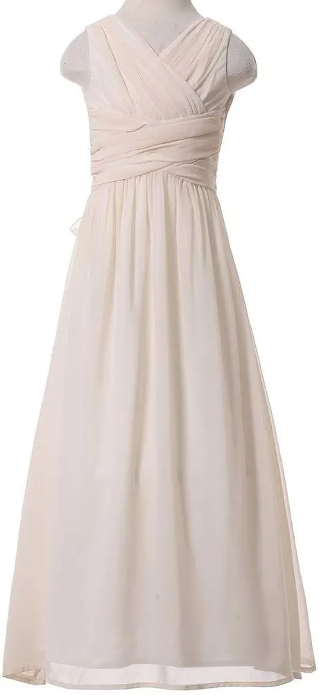 Juniors Long Bridesmaid Dress Party Dresses Flower Girl's Dress