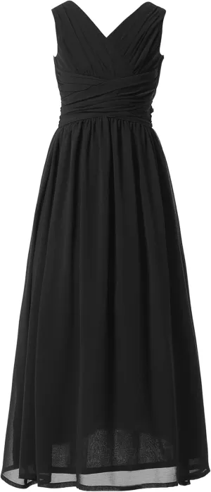 Juniors Long Bridesmaid Dress Party Dresses Flower Girl's Dress