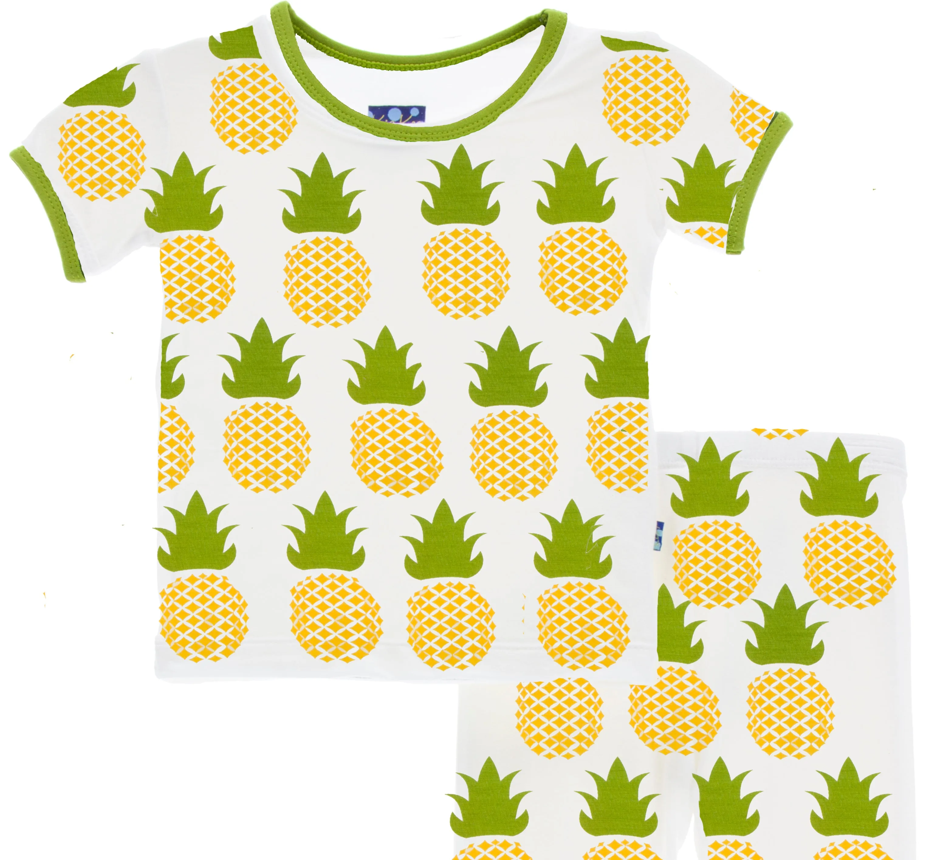 KicKee Pants Natural Pineapple S/S Custom Pajama Set with Shorts