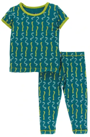Kickee Pants Oasis Worms Short Sleeve and Pants Set