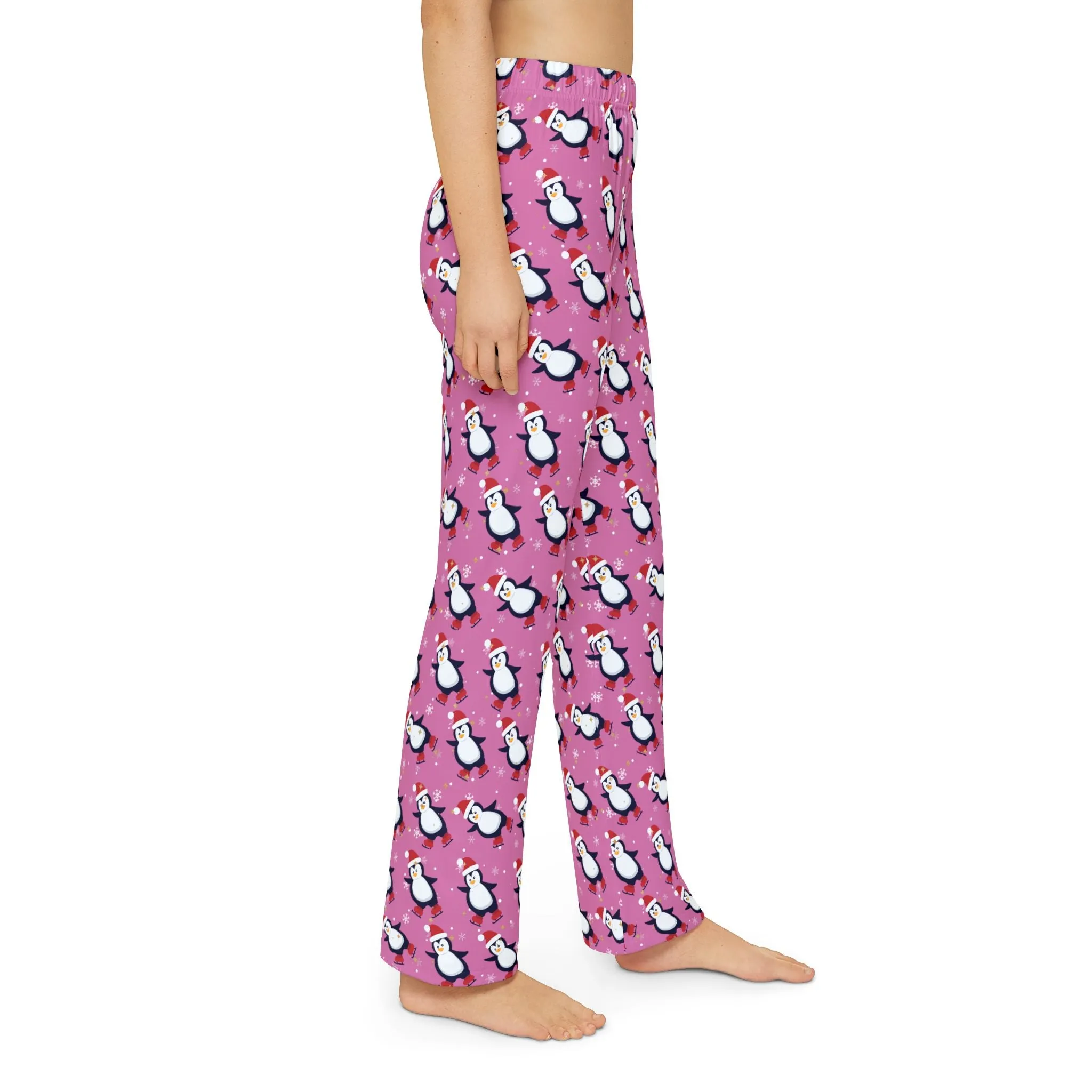 Kids Pink Penguin Pajama Pants : Soft and Cozy 100% Brushed Polyester  Cute Holiday Loungewear for Girls & Boys