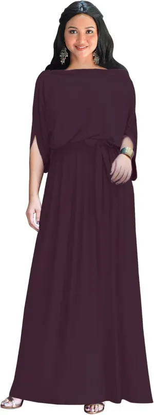 KOH KOH Flowy Formal Batwing Sleeve Evening Casual Gown