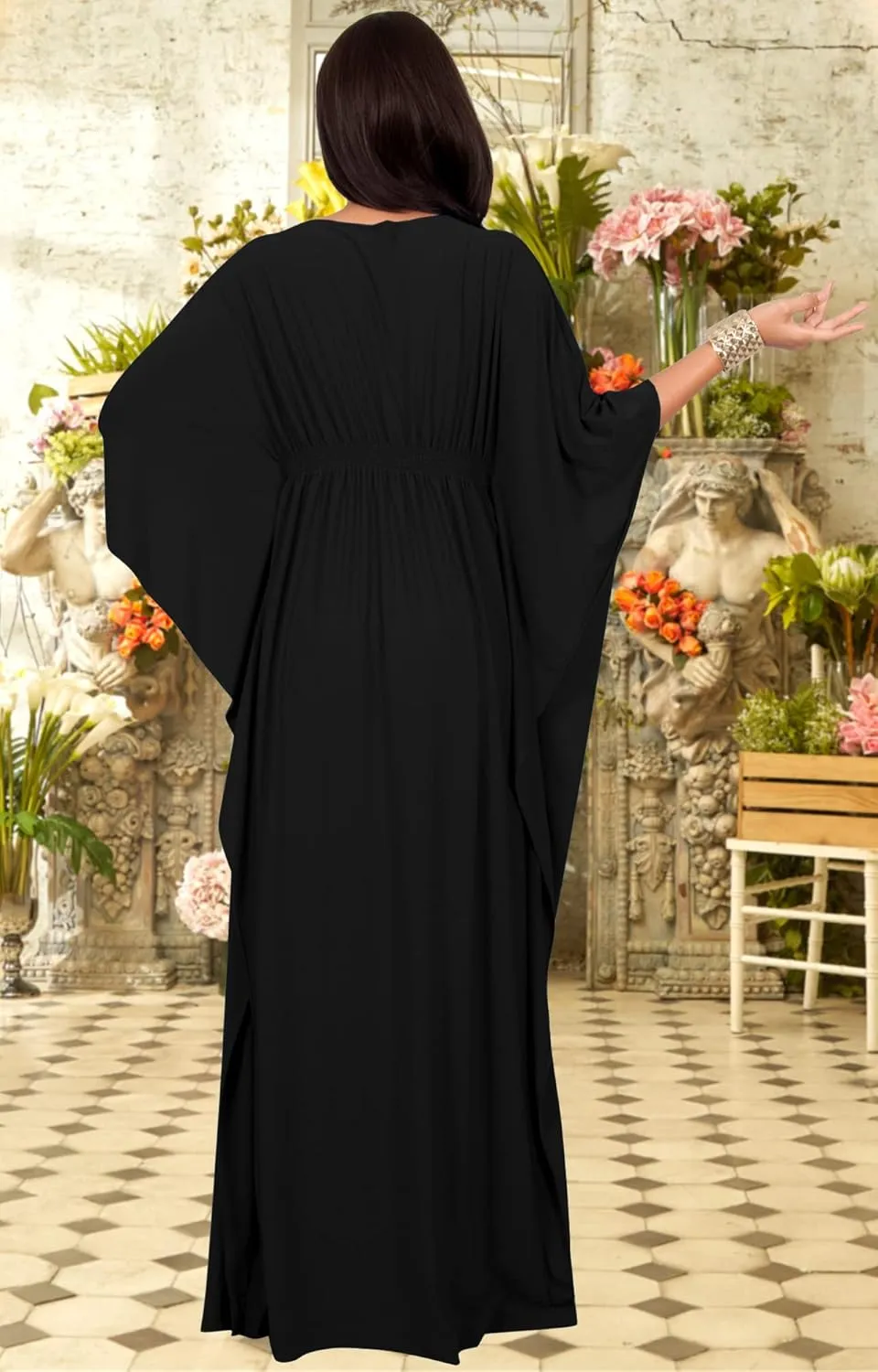 KOH KOH Womens Long Kaftan Flowy Casual Abaya Summer Evening Gown Maxi Dress
