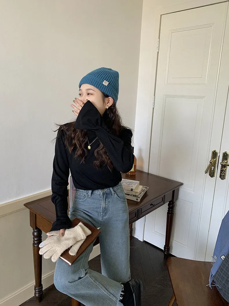 [Korean Style] 4 Colors Crew Neck Long Sleeve T-shirt