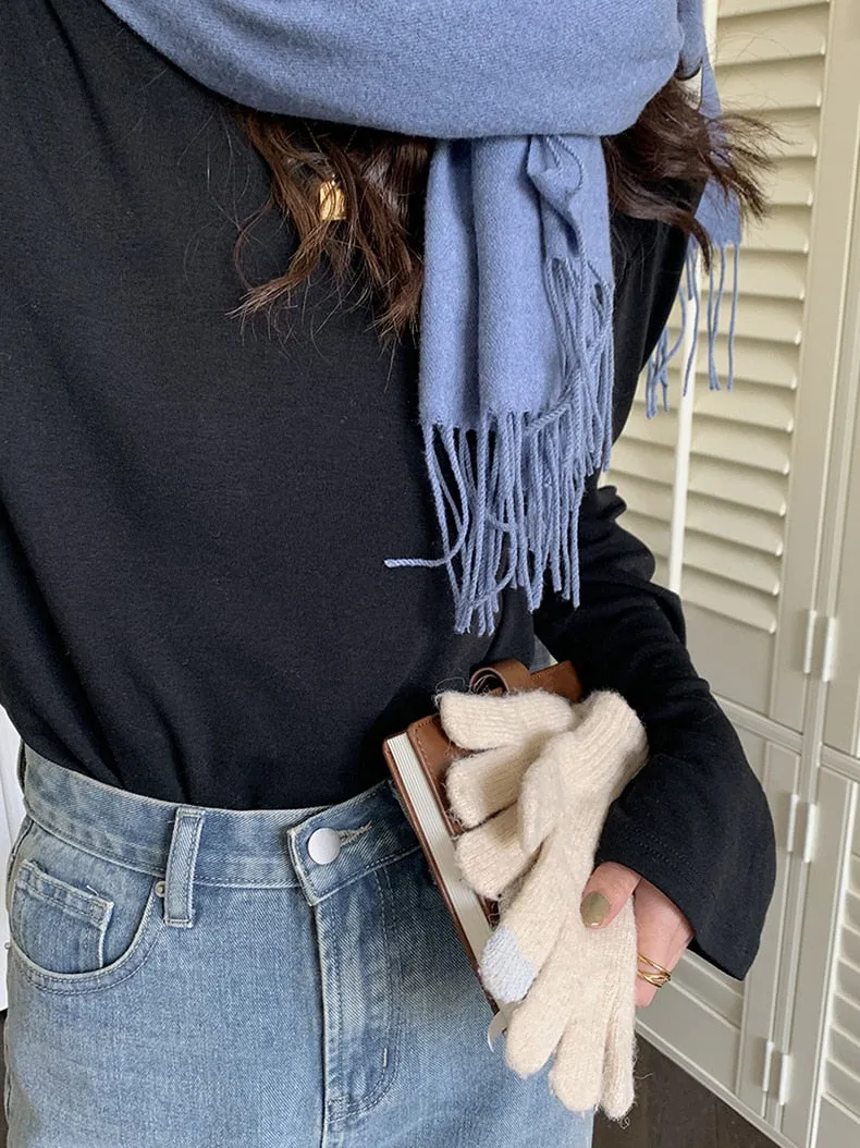 [Korean Style] 4 Colors Crew Neck Long Sleeve T-shirt