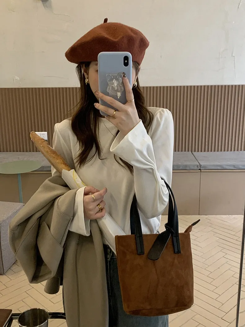 [Korean Style] 4 Colors Crew Neck Long Sleeve T-shirt