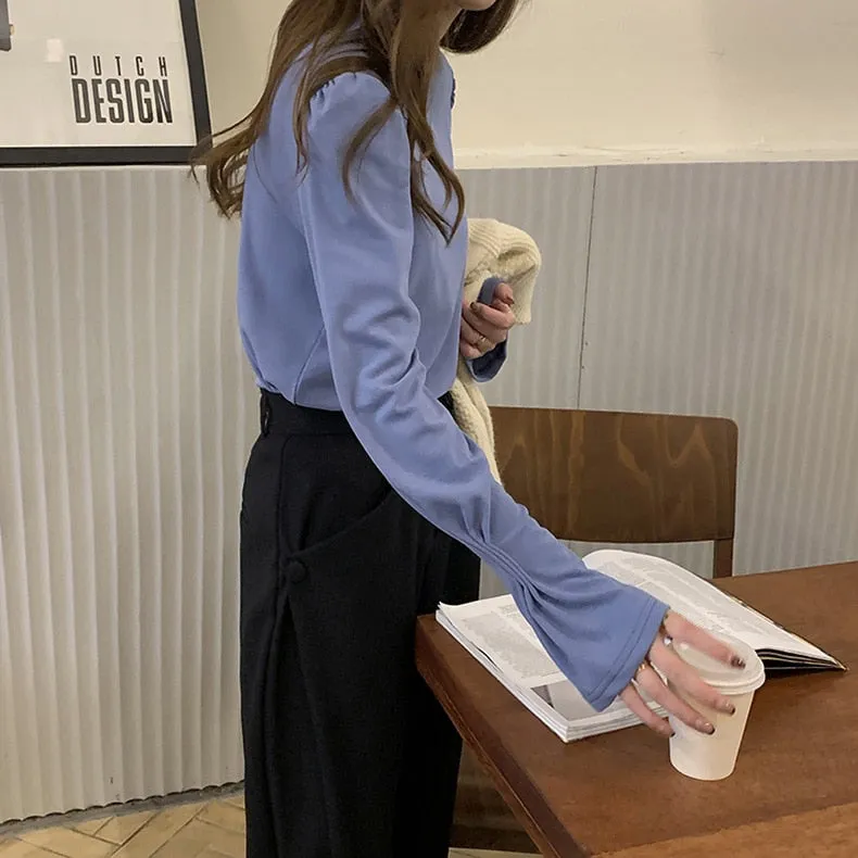 [Korean Style] 4 Colors Crew Neck Long Sleeve T-shirt