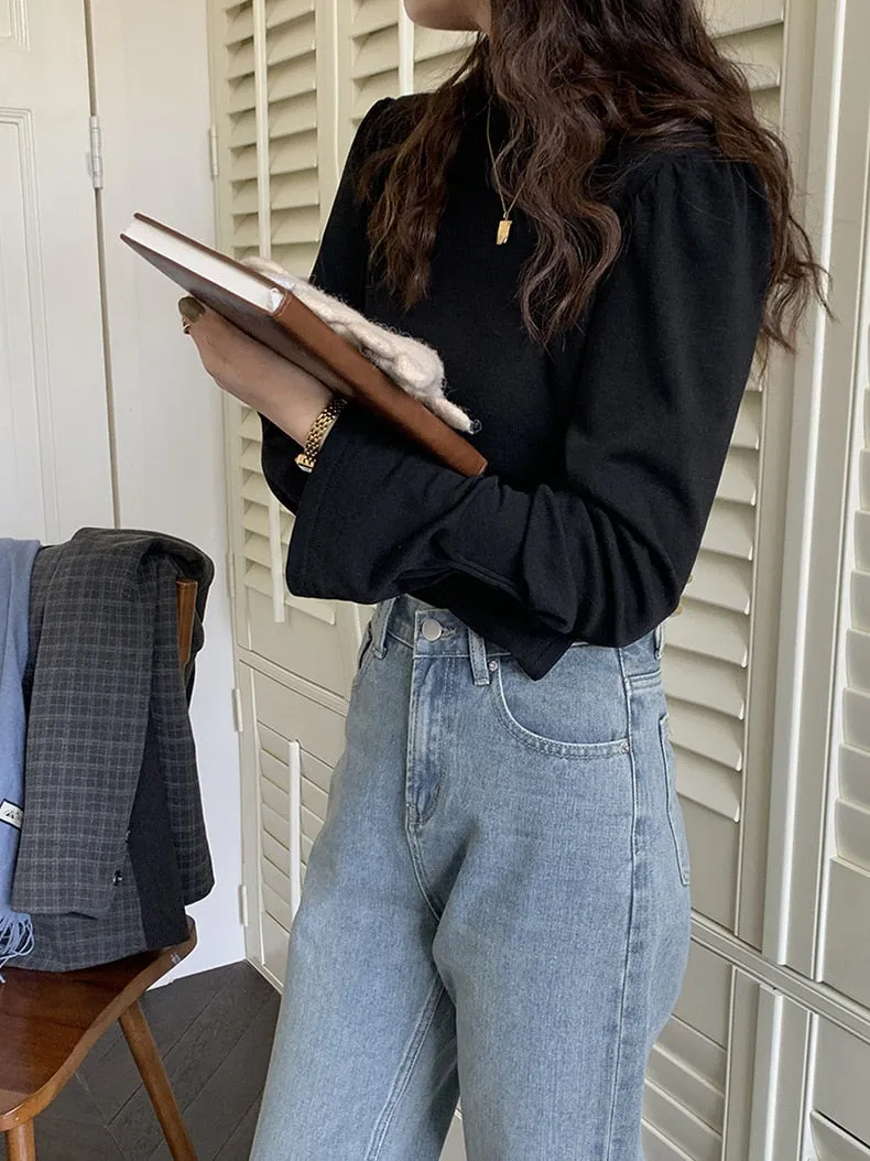 [Korean Style] 4 Colors Crew Neck Long Sleeve T-shirt
