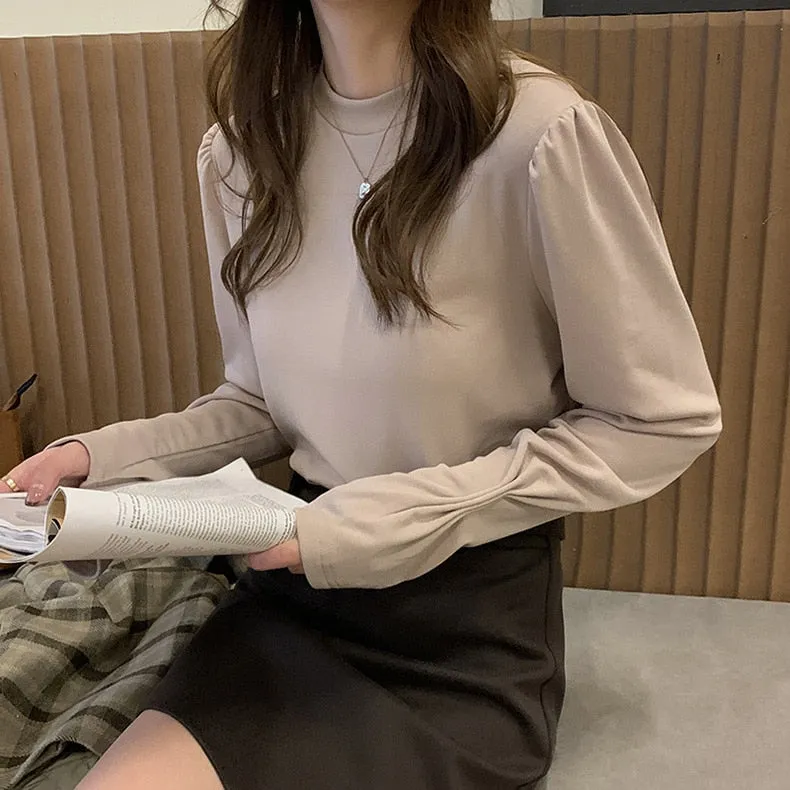 [Korean Style] 4 Colors Crew Neck Long Sleeve T-shirt