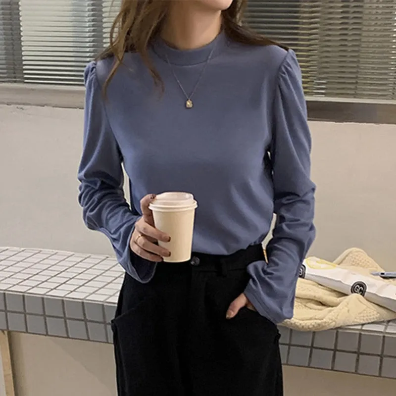 [Korean Style] 4 Colors Crew Neck Long Sleeve T-shirt