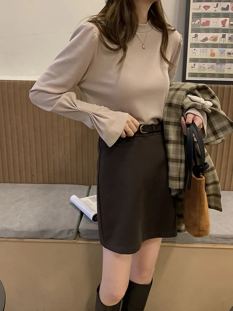 [Korean Style] 4 Colors Crew Neck Long Sleeve T-shirt