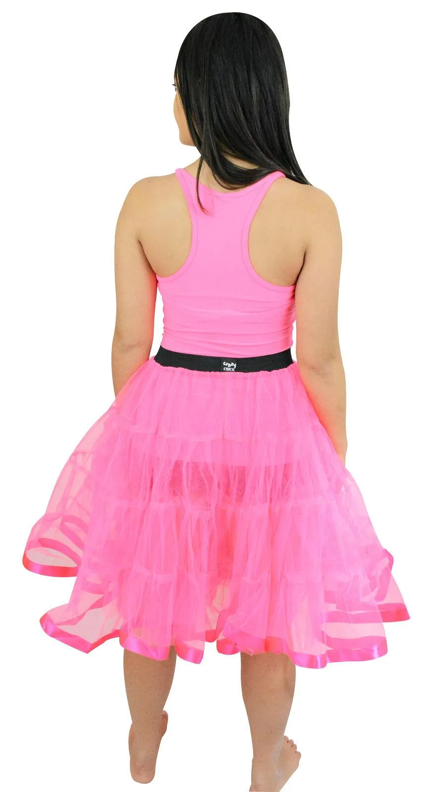 Labreeze Ladies 50’s Pink 26" Tutu Skirt with Ribbon Fancy Dress Tutu Skirt