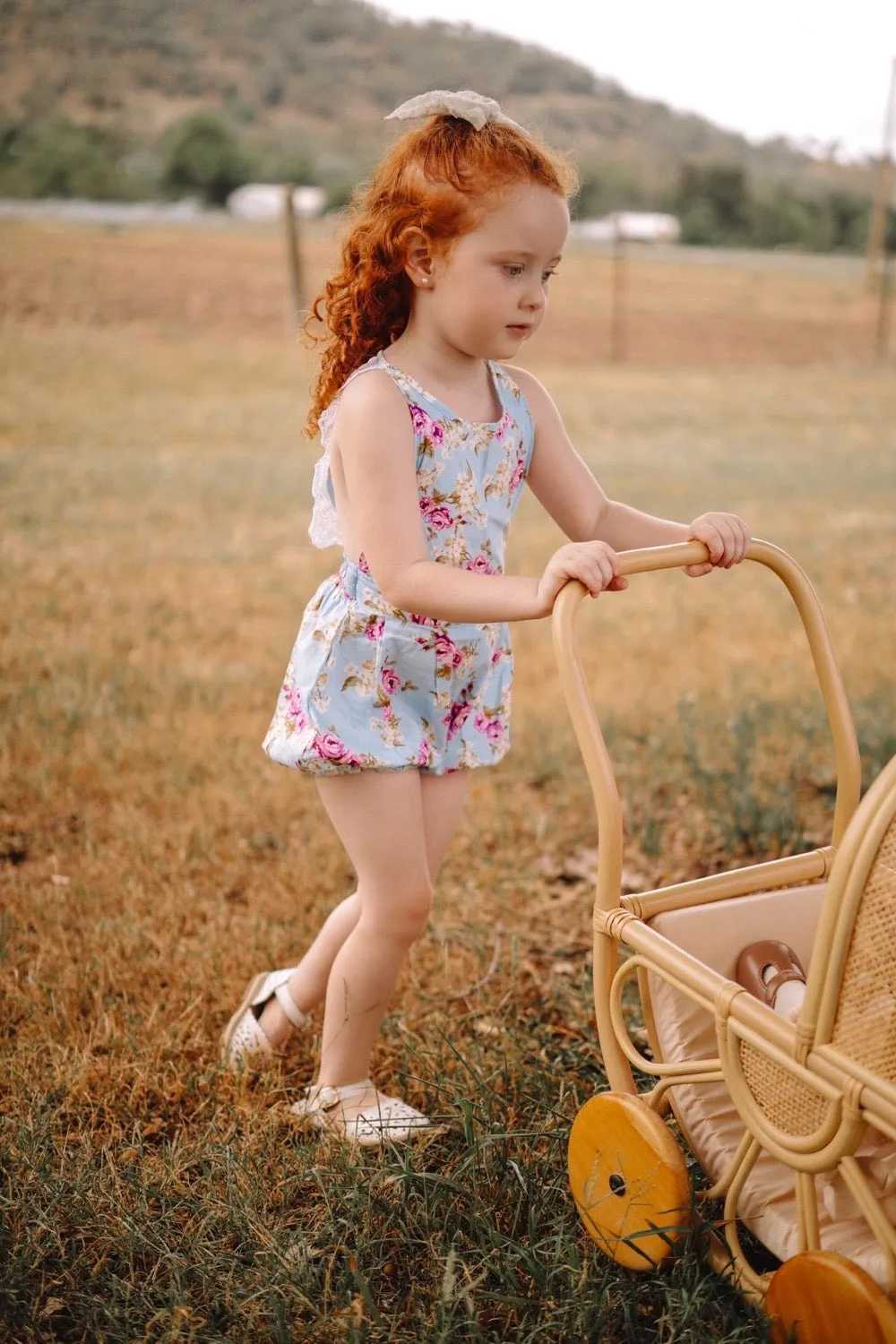 Lace Back Romper - Isla Rose in Sky Blue