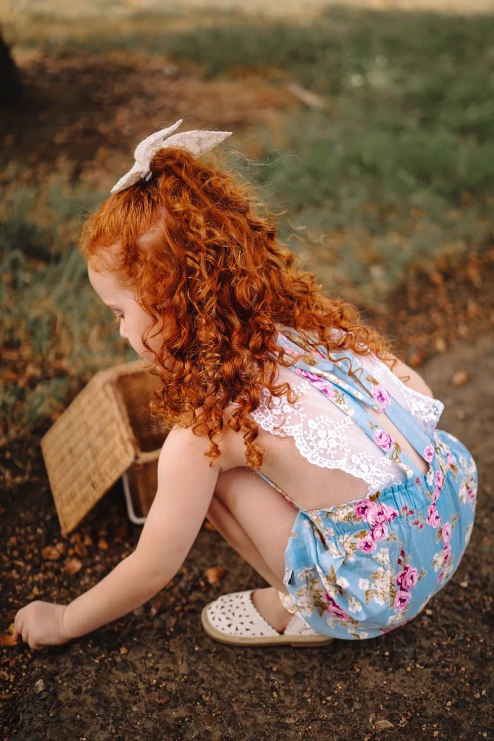 Lace Back Romper - Isla Rose in Sky Blue