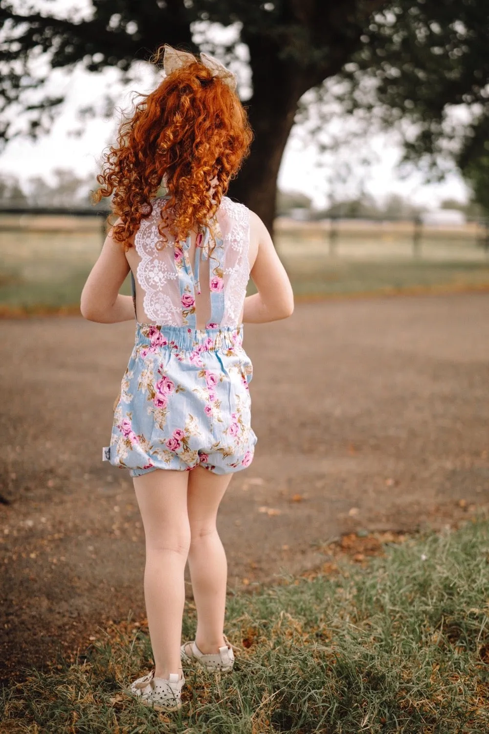 Lace Back Romper - Isla Rose in Sky Blue