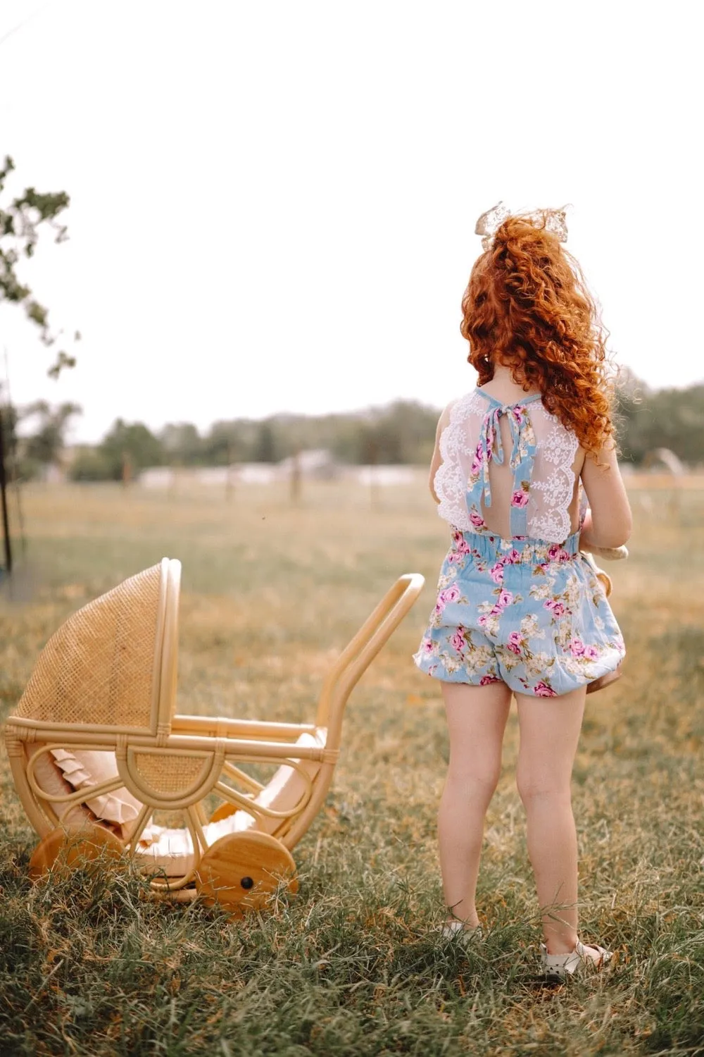 Lace Back Romper - Isla Rose in Sky Blue