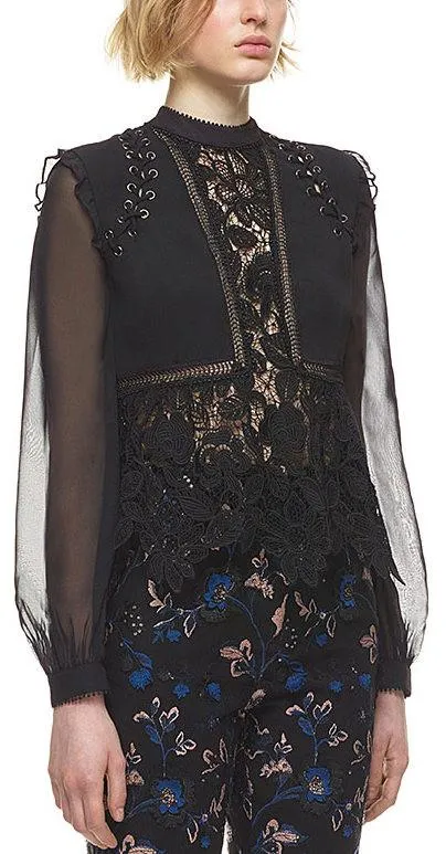 Lace Detail Top in Black