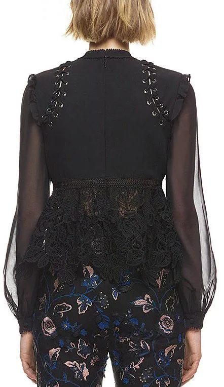 Lace Detail Top in Black