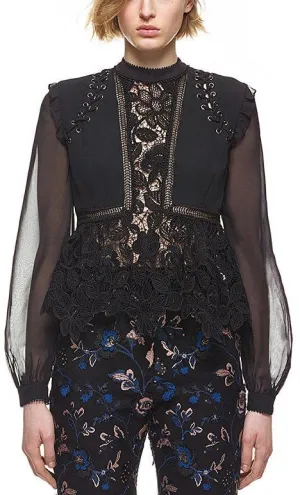 Lace Detail Top in Black