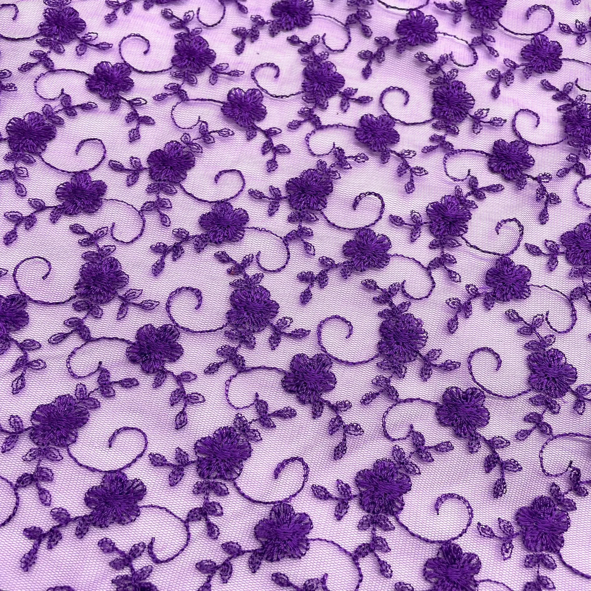 Lace Fabric Embroidered on 100% Polyester Net Mesh | Lace USA - 41922W