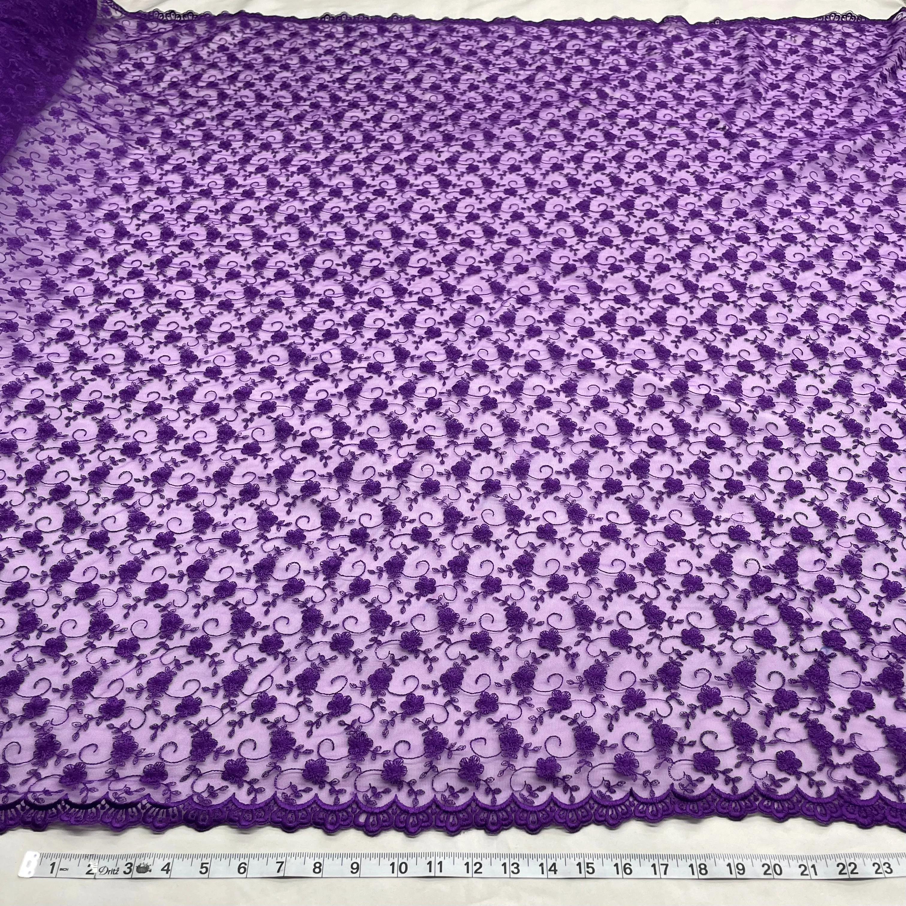 Lace Fabric Embroidered on 100% Polyester Net Mesh | Lace USA - 41922W