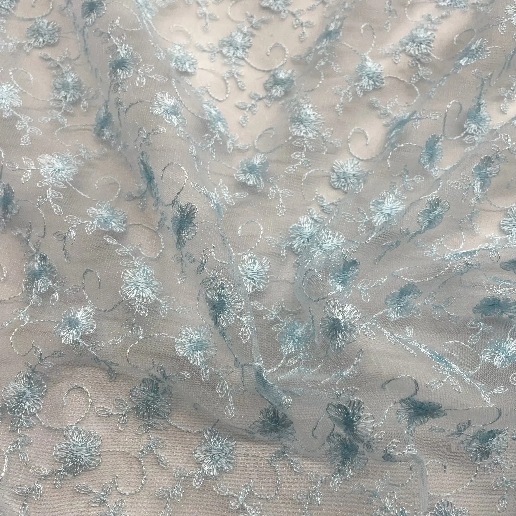 Lace Fabric Embroidered on 100% Polyester Net Mesh | Lace USA - 41922W